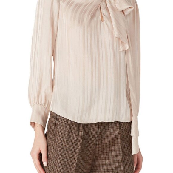 $325‎ Rebecca Taylor Long Sleeve Tie Blouse Size 10 - Picture 3 of 7